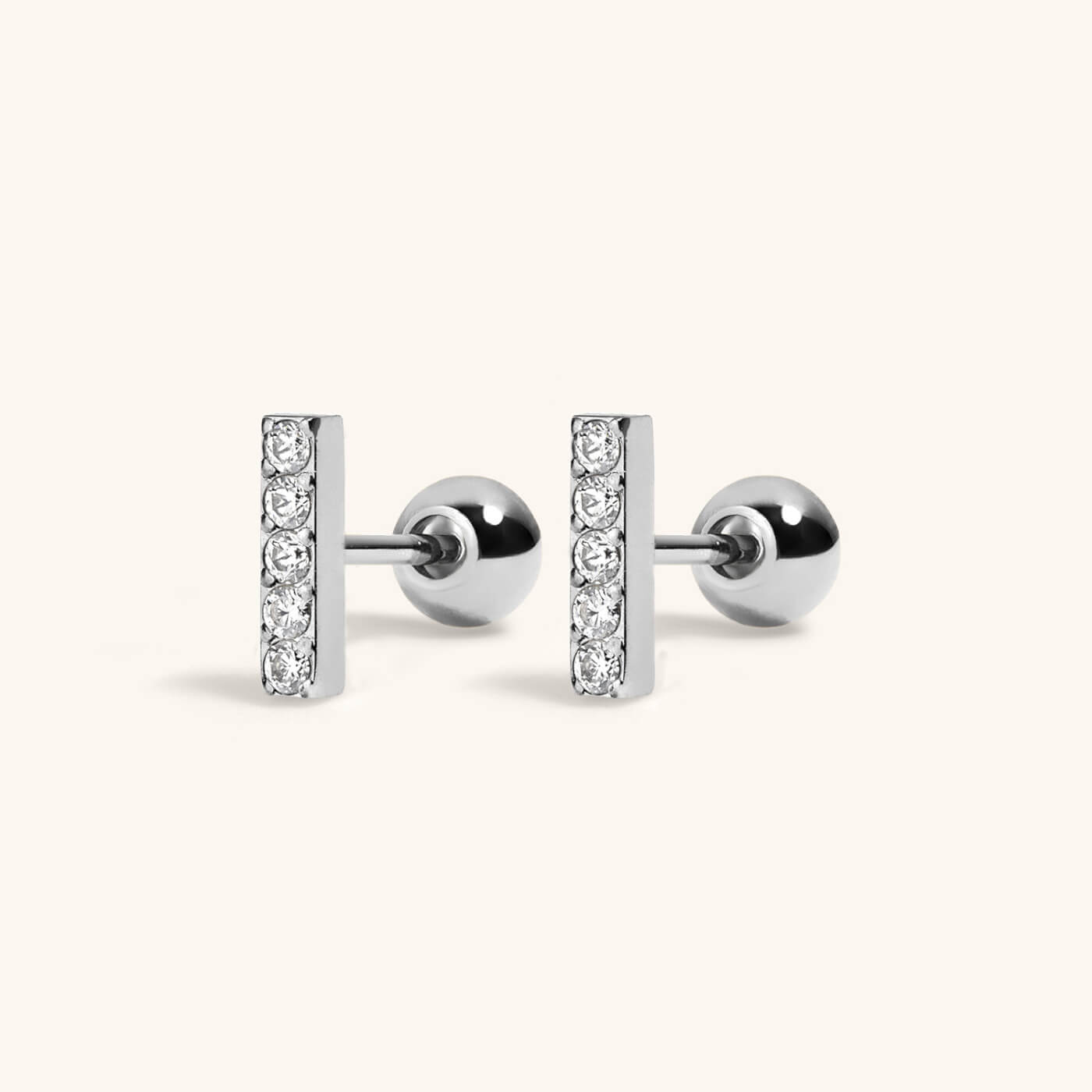 Pave Bar Studs in Titanium