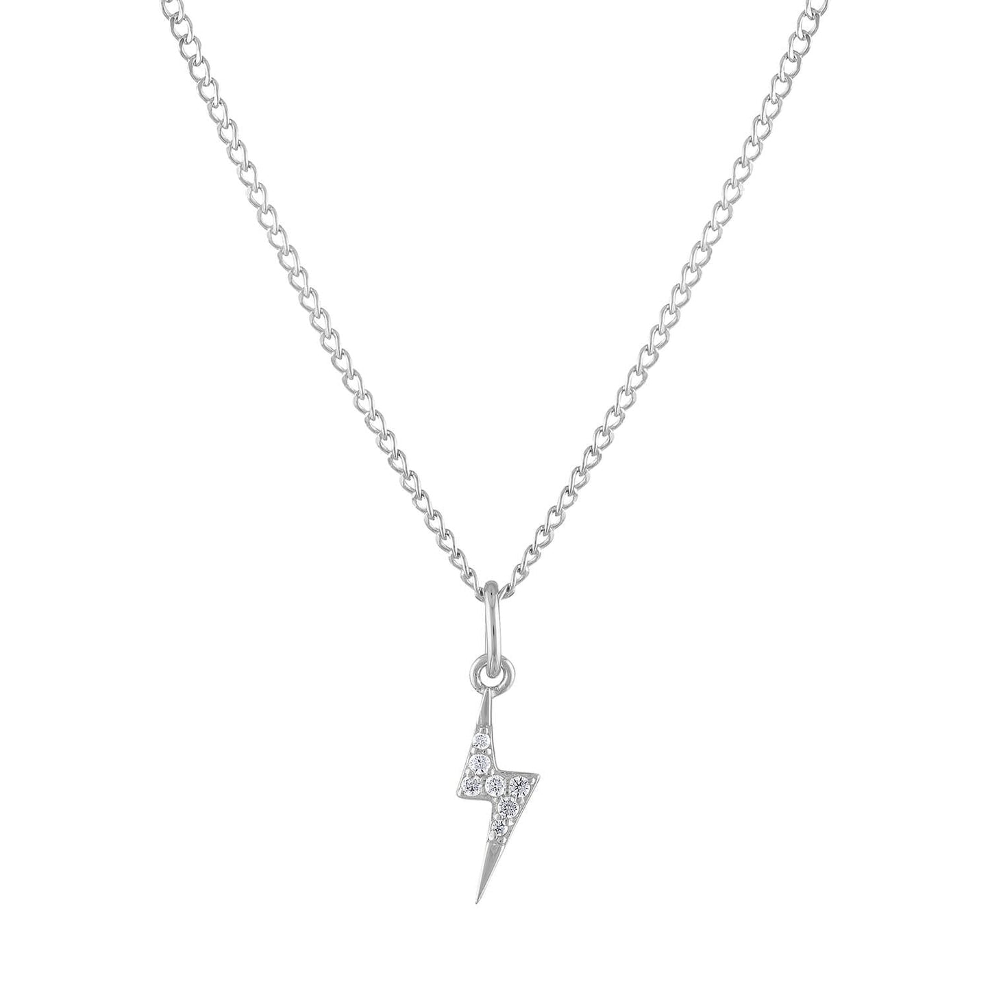 Mini Pave Lightning Charm Necklace