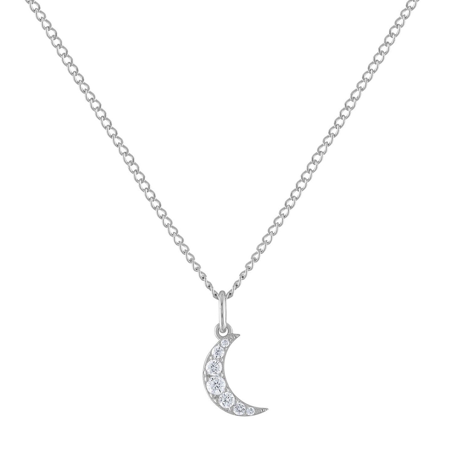 Mini Pave Moon Charm Necklace