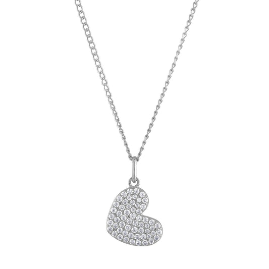 Pave Heart Charm Necklace