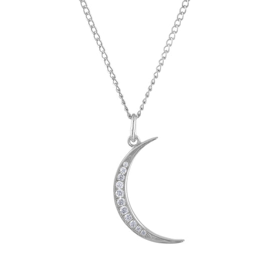 Pave Moon Charm Necklace